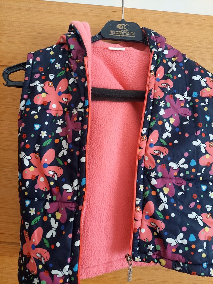 Çiçek Desenli Renkli Kız Çocuk Polar Yelek - Görsel 5
