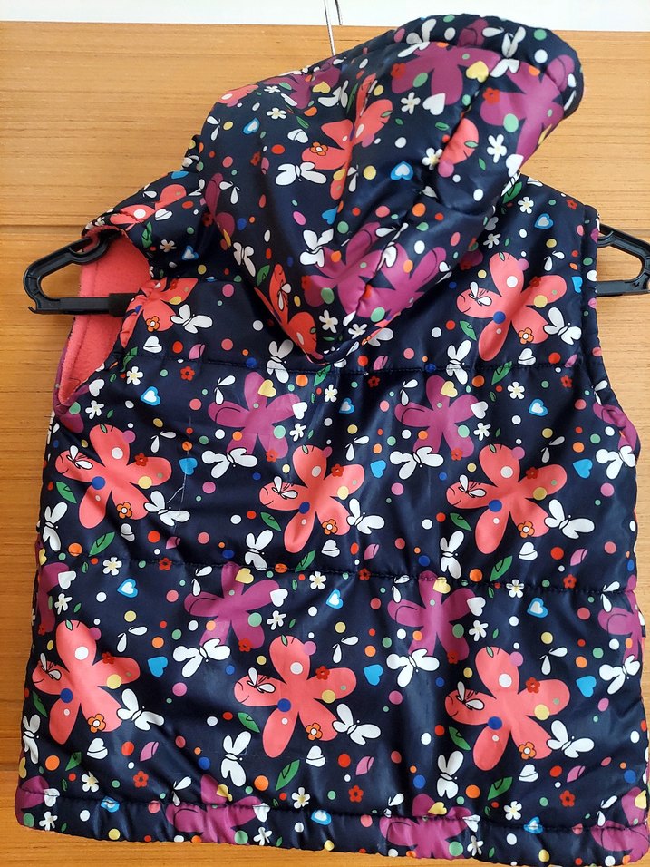 Çiçek Desenli Renkli Kız Çocuk Polar Yelek - Görsel 4