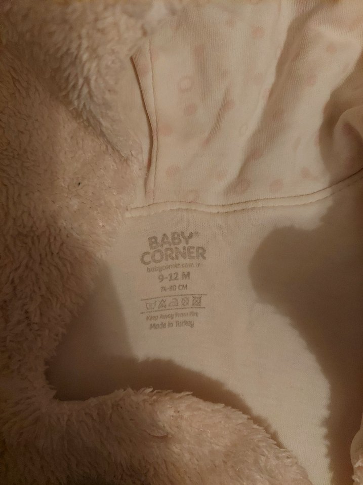 9-12 Ay Kız Bebek Penguenli Pelus Tulum - Görsel 4