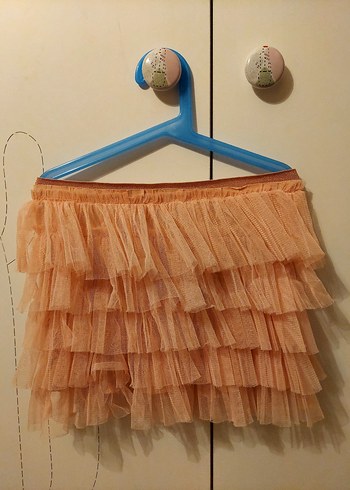 Kotonkids 5-6 Yaş Somon Rengi Fırfırlı Mini Etek - Görsel 2
