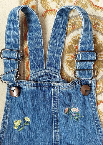 Lc Waikiki 3-4 Yaş Nakışlı Mavi Kız Kot Salopet Elbise - Görsel 6