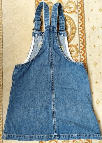 Lc Waikiki 3-4 Yaş Nakışlı Mavi Kız Kot Salopet Elbise - Görsel 5