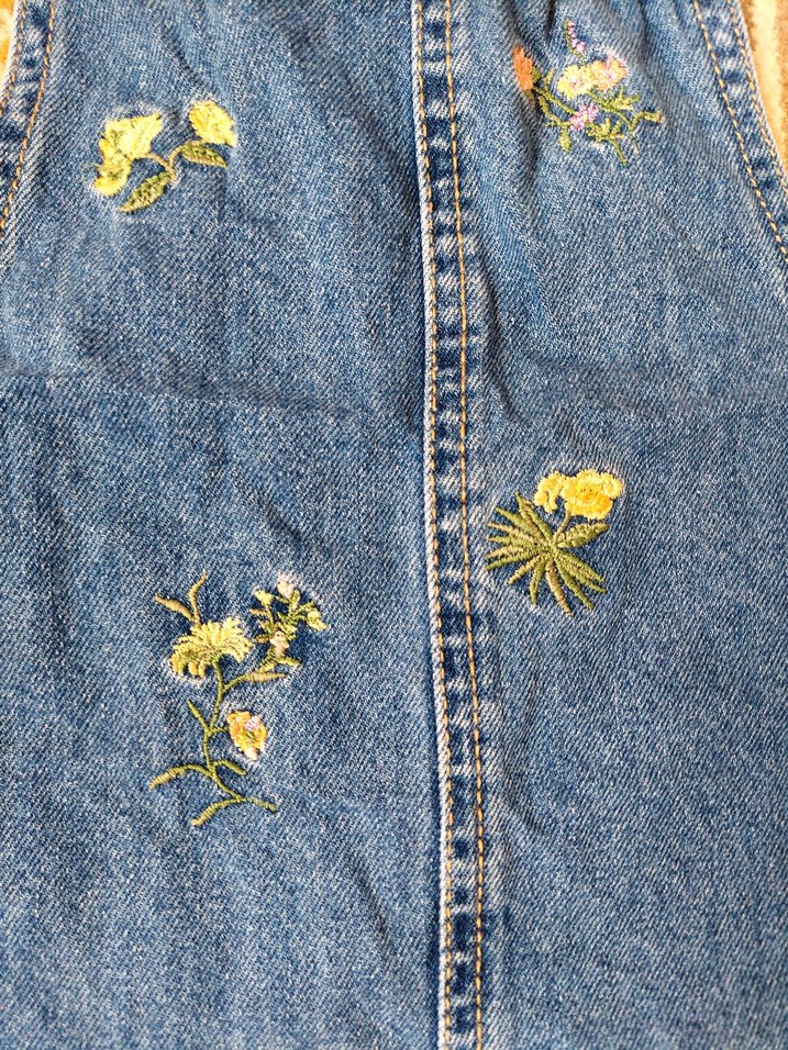 Lc Waikiki 3-4 Yaş Nakışlı Mavi Kız Kot Salopet Elbise - Görsel 4