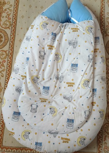 Özel Dikim Mavi Nakışlı Bebek Uyku Yatağı Babynest - Görsel 5