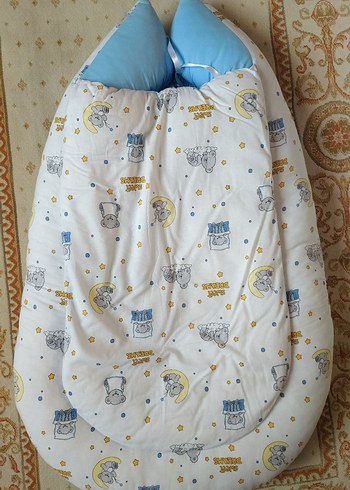 Özel Dikim Mavi Nakışlı Bebek Uyku Yatağı Babynest - Görsel 6