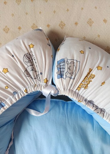 Özel Dikim Mavi Nakışlı Bebek Uyku Yatağı Babynest - Görsel 3