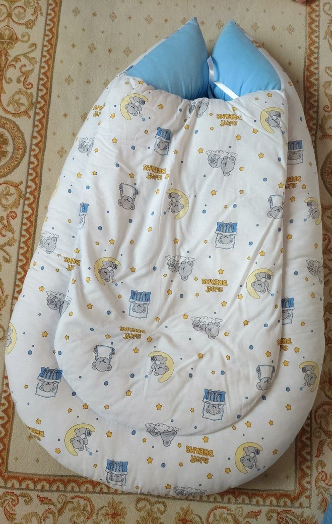 Özel Dikim Mavi Nakışlı Bebek Uyku Yatağı Babynest - Görsel 5