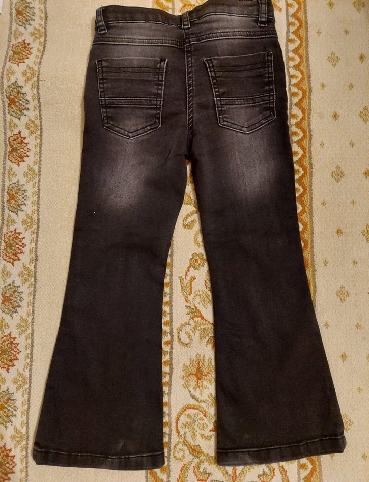 Panço 4-5 Yaş Kemer Detaylı Siyah Kız Kot Pantolon - Görsel 3