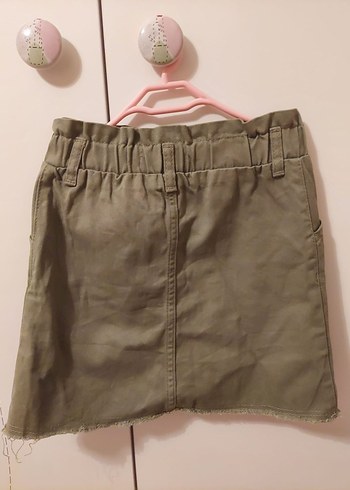 Lc Waikiki 5-6 Yaş  Haki Yeşili Keten Düğmeli Kız Eteği - Görsel 3
