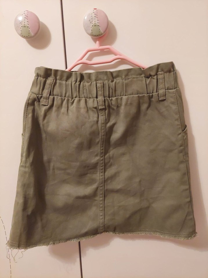 Lc Waikiki 5-6 Yaş  Haki Yeşili Keten Düğmeli Kız Eteği - Görsel 3