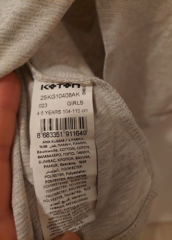 Koton 4-5 Yaş Kız Çocuk Gri Baskılı Sırtı Yırtmaçlı Tişört - Görsel 5