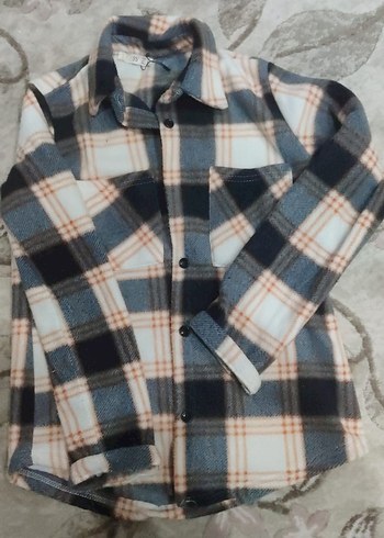 Kadın Gri Kareli Düğmeli Kısa Kollu Gömlek - Görsel 2