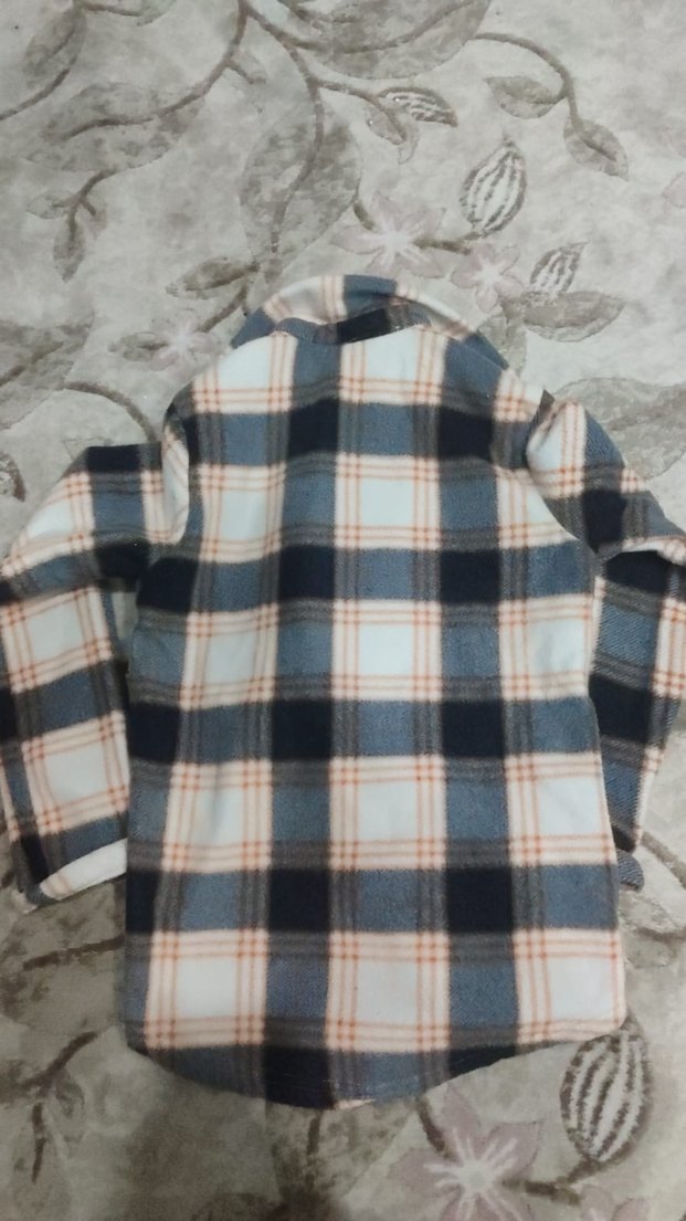 Kadın Gri Kareli Düğmeli Kısa Kollu Gömlek - Görsel 3