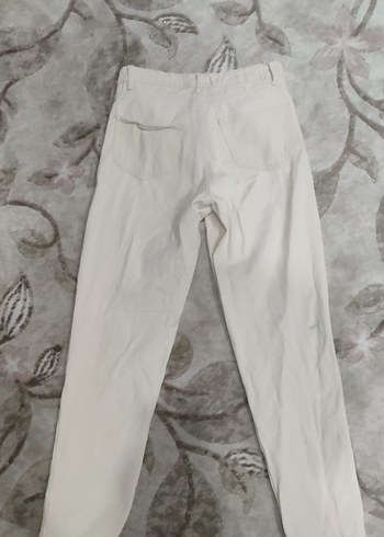 Beyaz Regular Fit Midi Kadın Kot Pantolon - Görsel 2