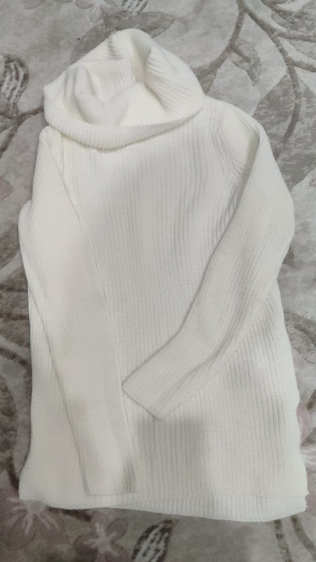 Kadın Beyaz Boğazlı Triko Kazak - Görsel 2