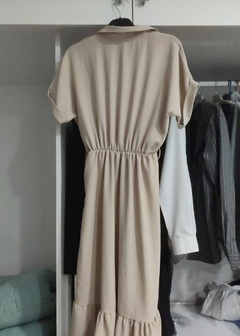 Bej Bohem Kısa Kollu Uzun Elbise - Görsel 2