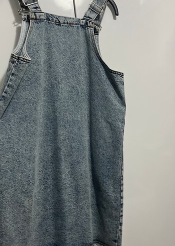 Kadın Gri Mavi Denim Midi Salopet - Görsel 3