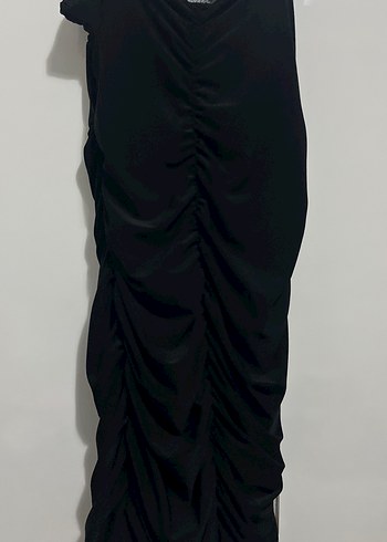 Siyah Drapeli mini Gotik Kadın Elbise - Görsel 3