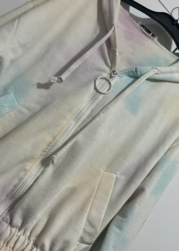 Kadın Kapüşonlu Bağcıklı Pastel Renkli Sweatshirt - Görsel 2