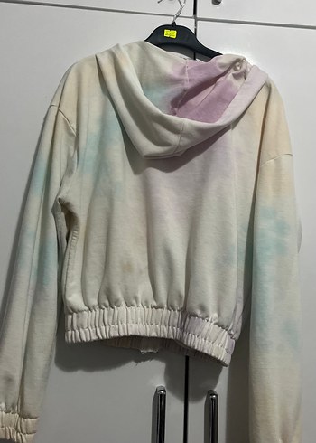 Kadın Kapüşonlu Bağcıklı Pastel Renkli Sweatshirt - Görsel 3