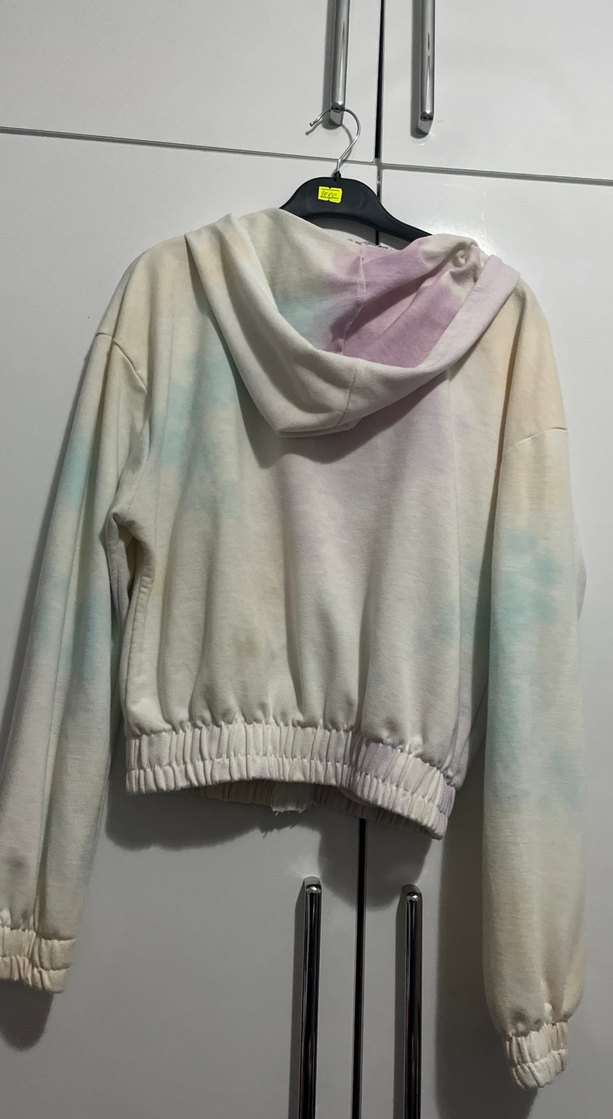 Kadın Kapüşonlu Bağcıklı Pastel Renkli Sweatshirt - Görsel 3