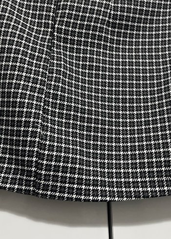 Kadın Siyah Kareli Pilili Mini Etek - Görsel 4