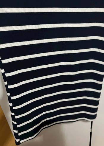 Çizgili Siyah Uzun Kadın Elbise - Görsel 3