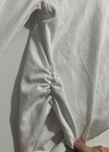 Beyaz Uzun Kollu Kadın Keten Bluz - Görsel 2