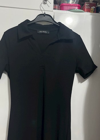 Siyah Düğmeli Polo elbise - Görsel 2