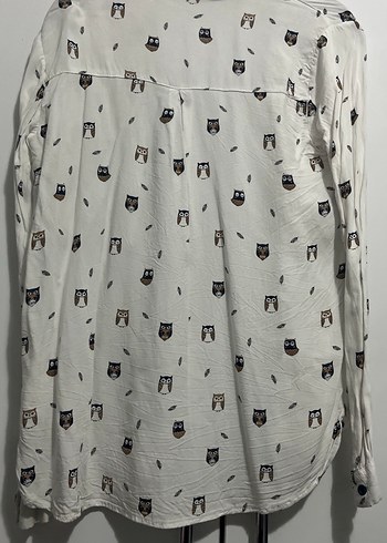 Uzun Kollu Baskılı Düğmeli Kadın Gömlek - Görsel 3