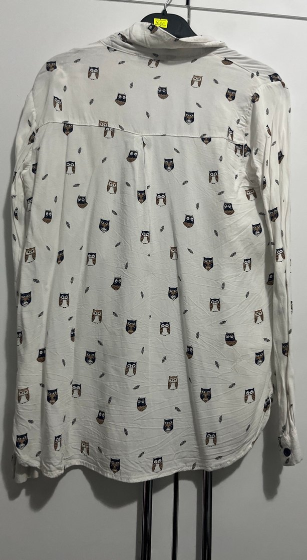 Uzun Kollu Baskılı Düğmeli Kadın Gömlek - Görsel 3