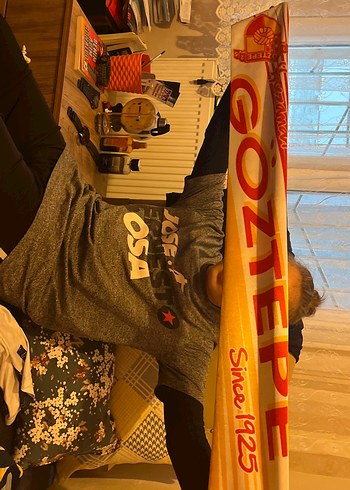 Baskılı Göztepe Sakallı Atkı, Koyu Altın Renk - Görsel 2