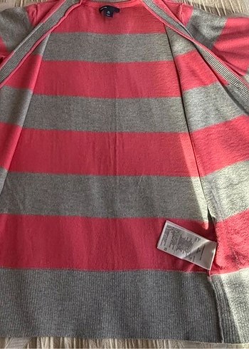 Düğmeli Gri-Pembe Midi Triko Hırka GAP - Görsel 3