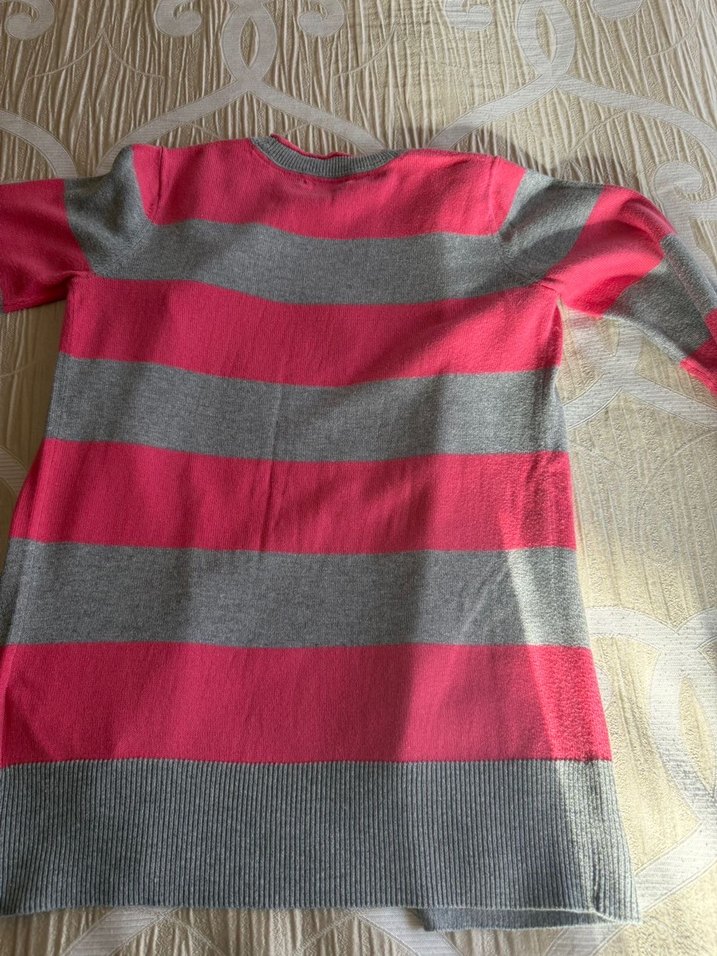 Düğmeli Gri-Pembe Midi Triko Hırka GAP - Görsel 2