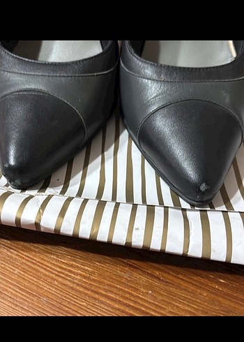 Klasik Siyah Deri Stiletto Kadın Topuklu - Görsel 6