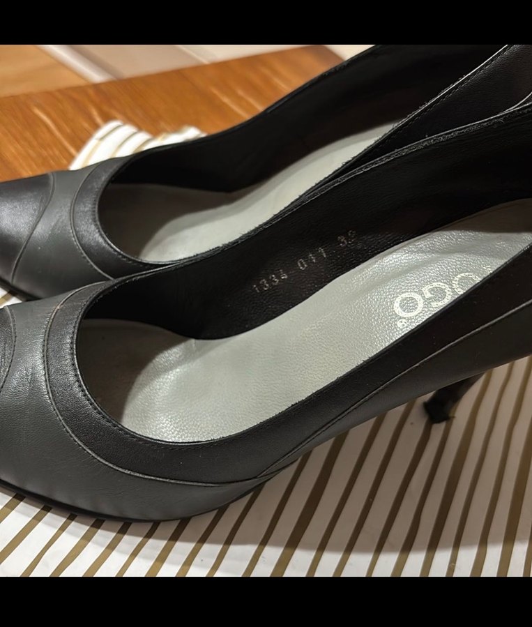 Klasik Siyah Deri Stiletto Kadın Topuklu - Görsel 2