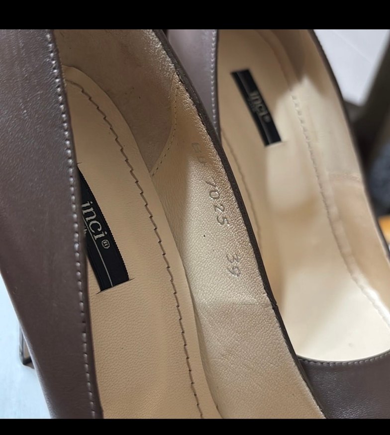 Klasik Kahverengi Deri Stiletto Topuklu Kadın Ayakkabı - Görsel 5