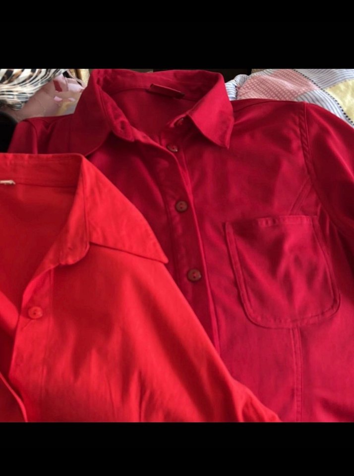 Düğmeli Kırmızı Kadın Gömleği - Görsel 4