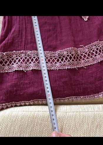 Bordo Dantelli Nakışlı Bohem Tunik - Görsel 4