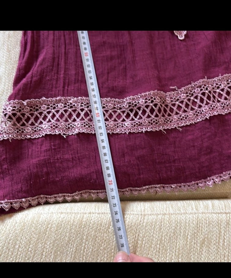 Bordo Dantelli Nakışlı Bohem Tunik - Görsel 4