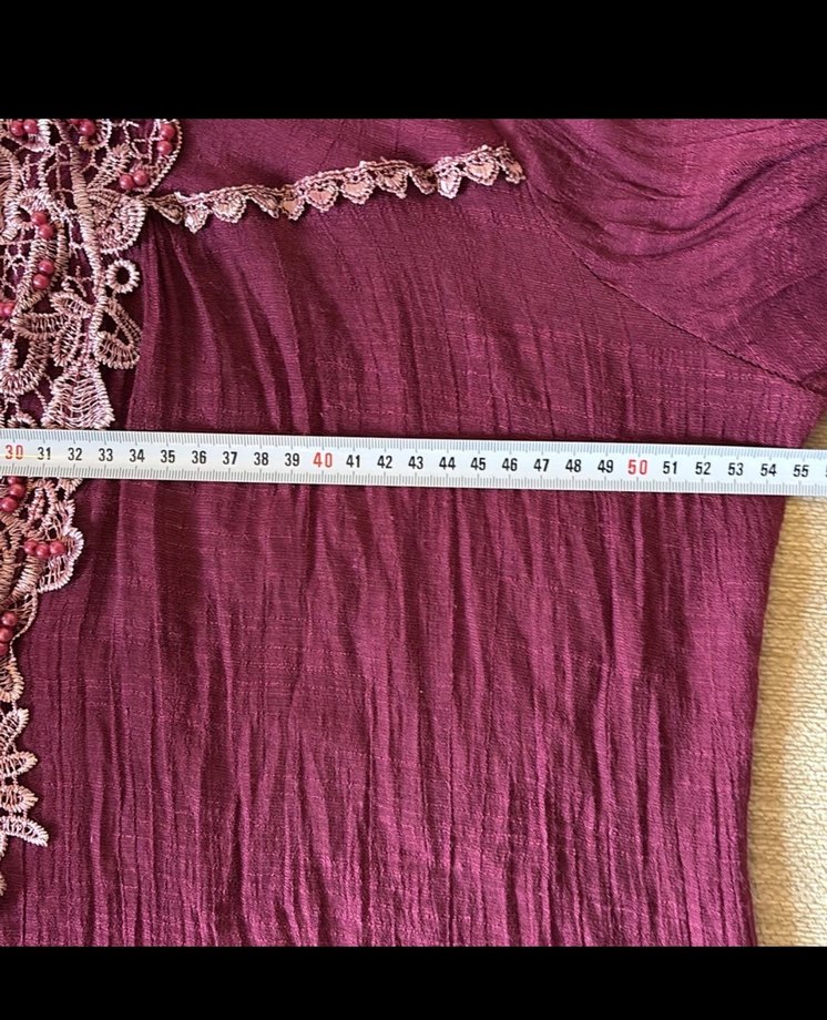 Bordo Dantelli Nakışlı Bohem Tunik - Görsel 3