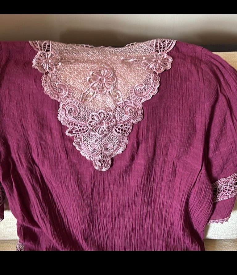 Bordo Dantelli Nakışlı Bohem Tunik - Görsel 2