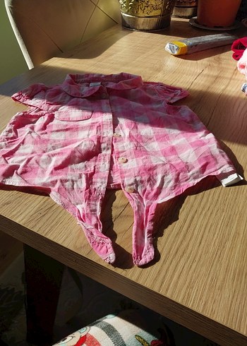 Kız Çocuk Pembe Kareli Kısa Kollu Gömlek - Görsel 5