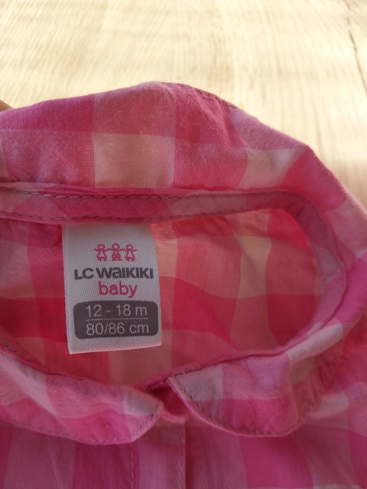 Kız Çocuk Pembe Kareli Kısa Kollu Gömlek - Görsel 3