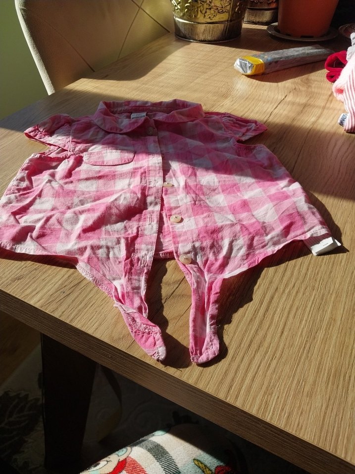 Kız Çocuk Pembe Kareli Kısa Kollu Gömlek - Görsel 5