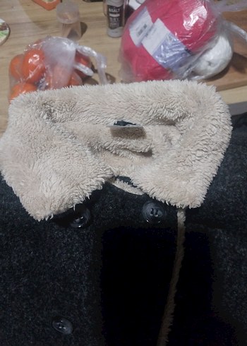 Gri Düğmeli Erkek Çocuk Kaban - Görsel 7