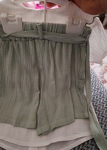 Kız Çocuk Nakışlı Keten Kısa Kollu Gömlek - Görsel 4