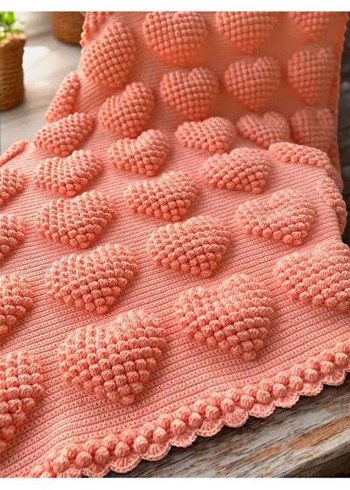 Nakışlı Pembe Örgü Çocuk Battaniyesi - Görsel 2