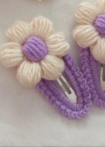 Renkli Nakışlı Örgü Çocuk Toka Seti - Görsel 2