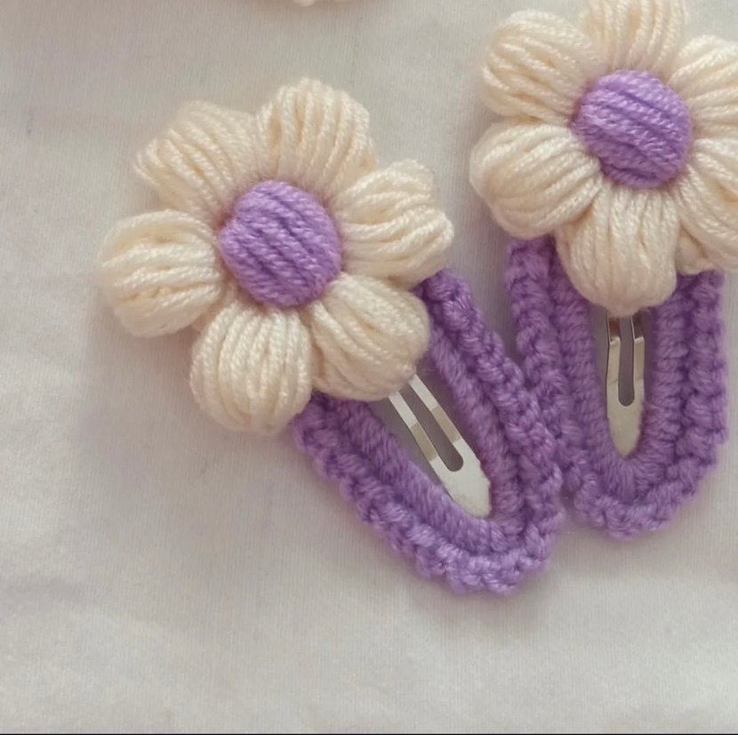 Renkli Nakışlı Örgü Çocuk Toka Seti - Görsel 2